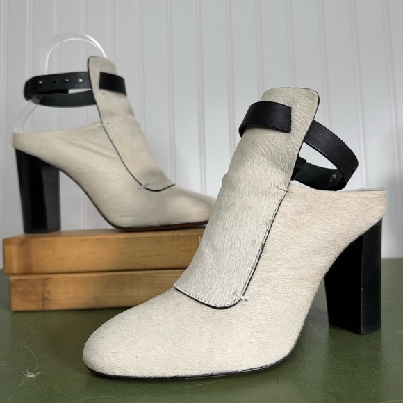 Zero + Maria Cornejo Open Back Pony Hair Heeled Booties w Ankle Straps *Italy* - Picture 9 of 9